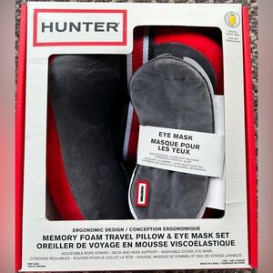 Hunter Grey and Red Travel Pillow & Eye Mask Set